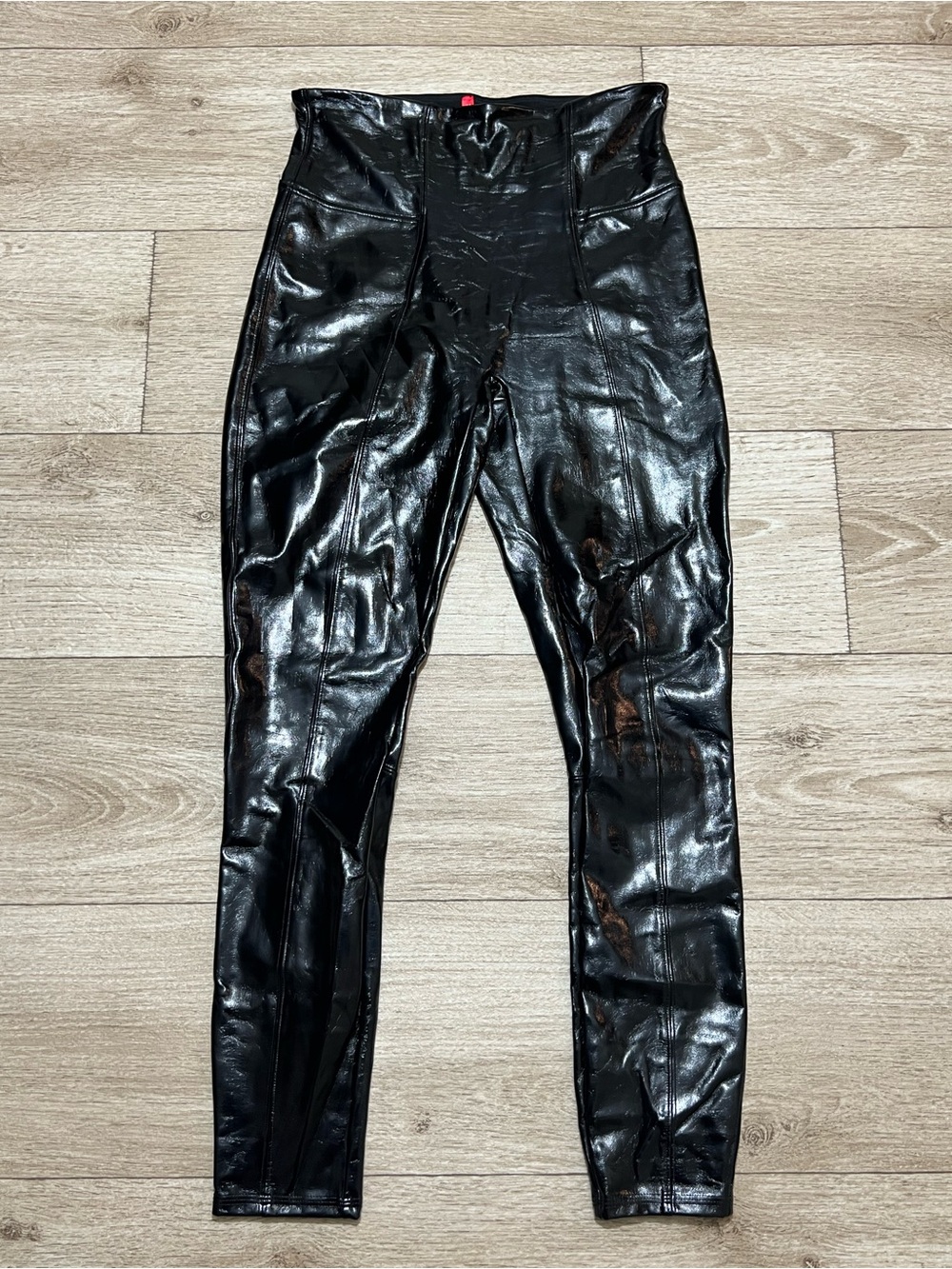 SPANX Faux Patent High-Waist Faux Leather Black Leggings Size Medium (28x27)